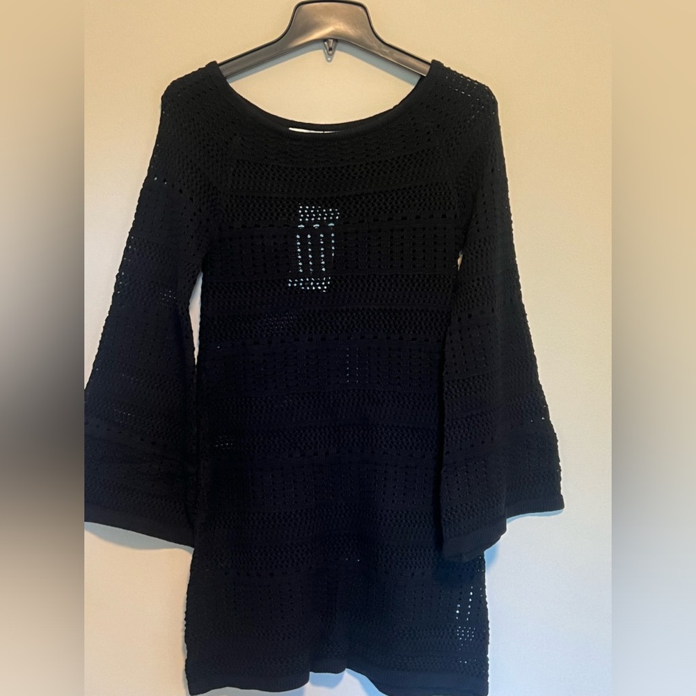 Zara Black Crocheted Mini Dress, Size Small, NWT